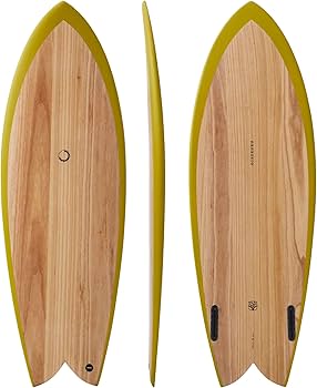Amazon | nanazero WOOD SKIN サーフボード The Fish 5'4 Green-Yellow